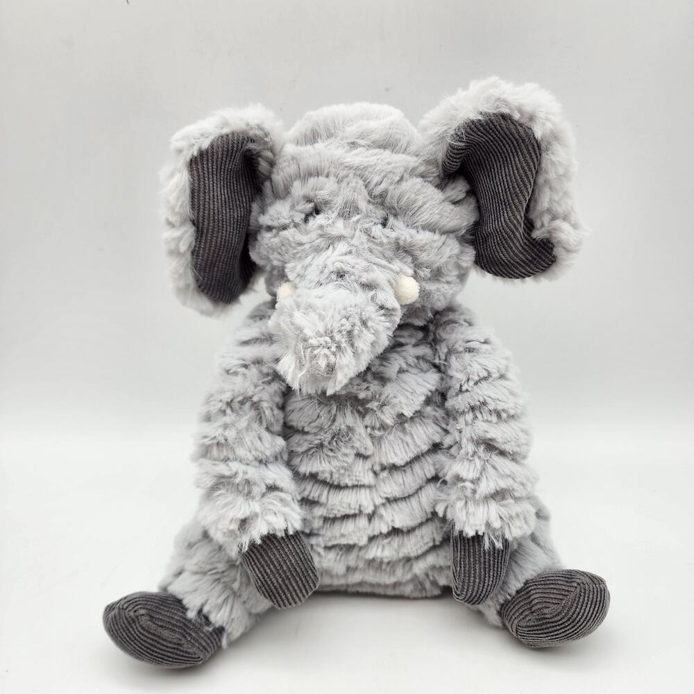 First Impressions Gray Chubby Elephant Plush Stuffed Animal Toy 9" Soft Sitting